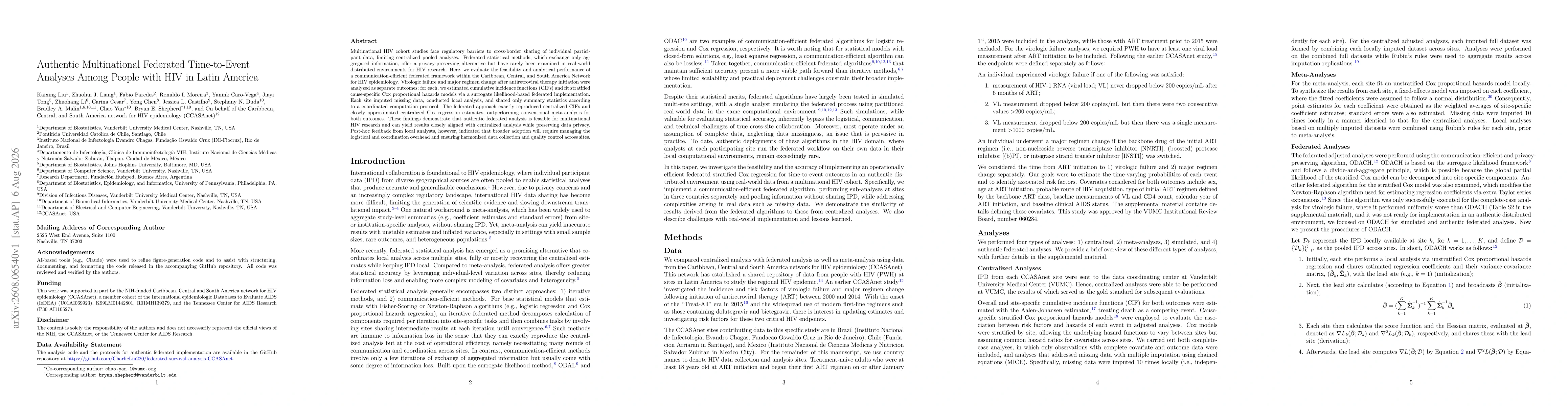 Thumbnail for Authentic Multinational Federated Time-to-Event Analyses Among People with HIV in Latin America