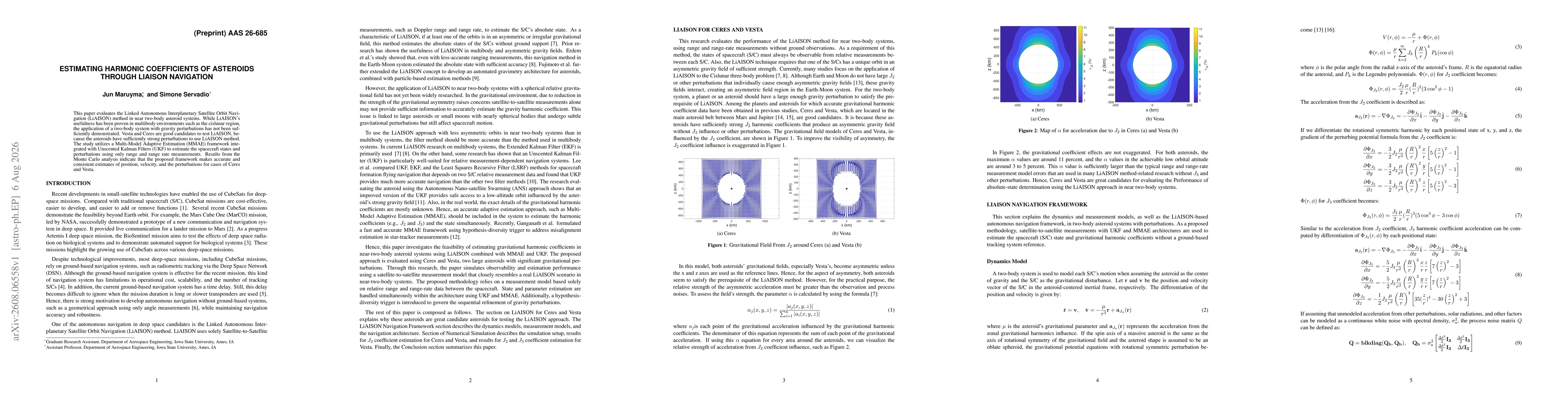 Thumbnail for Estimating Harmonic Coefficients of Asteroids through LiAISON Navigation