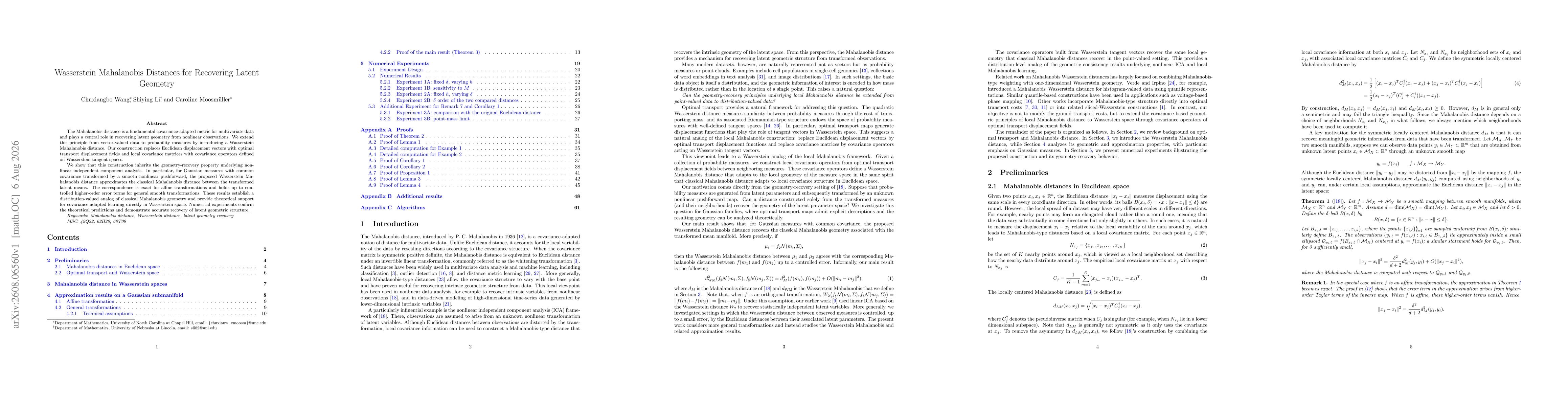 Thumbnail for Wasserstein Mahalanobis Distances for Recovering Latent Geometry