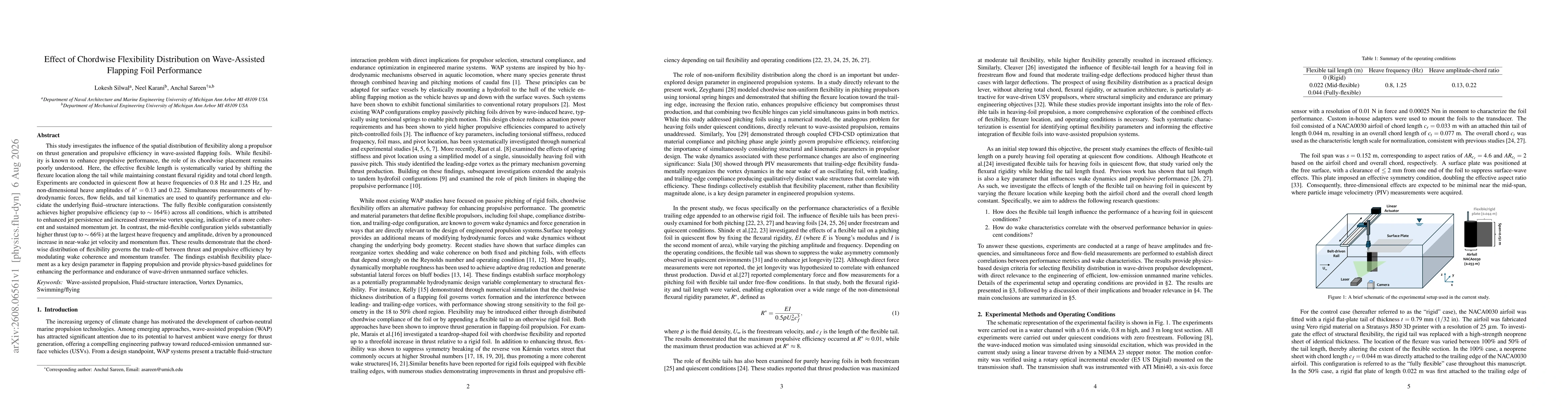 Thumbnail for Effect of Chordwise Flexibility Distribution on Wave-Assisted Flapping Foil Performance