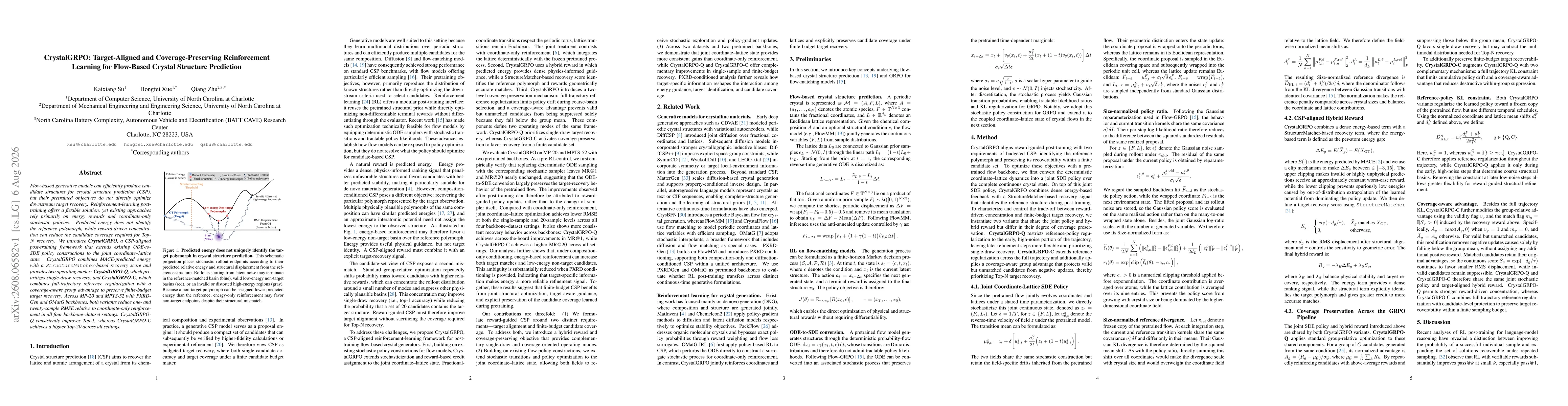 Thumbnail for CrystalGRPO: Target-Aligned and Coverage-Preserving Reinforcement Learning for Flow-Based Crystal Structure Prediction