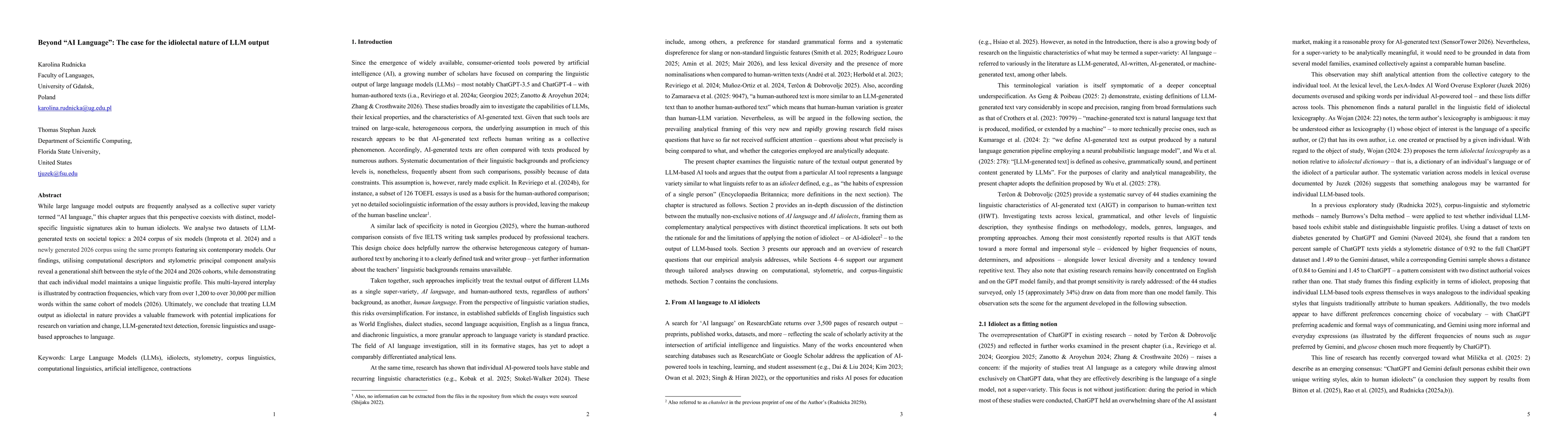 Thumbnail for Beyond "AI Language": The case for the idiolectal nature of LLM output