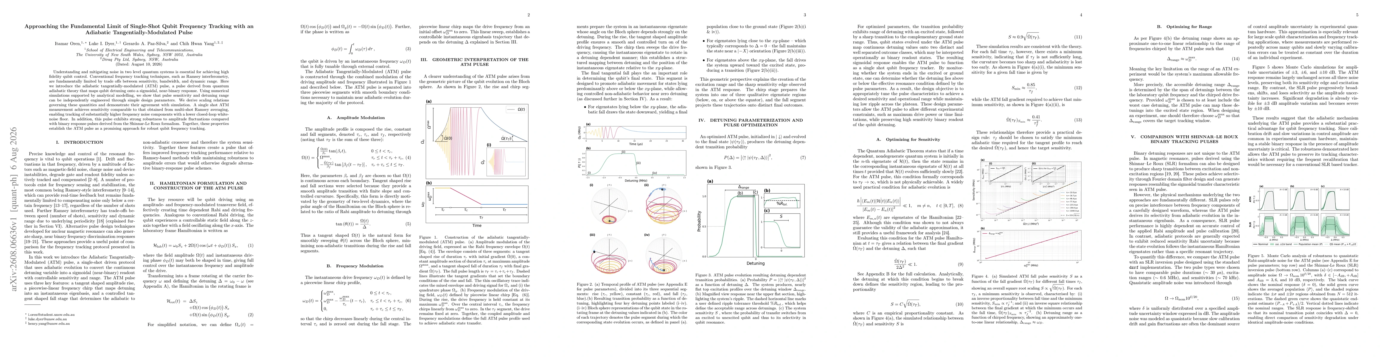 Thumbnail for Approaching the Fundamental Limit of Single-Shot Qubit Frequency Tracking with an Adiabatic Tangentially-Modulated Pulse