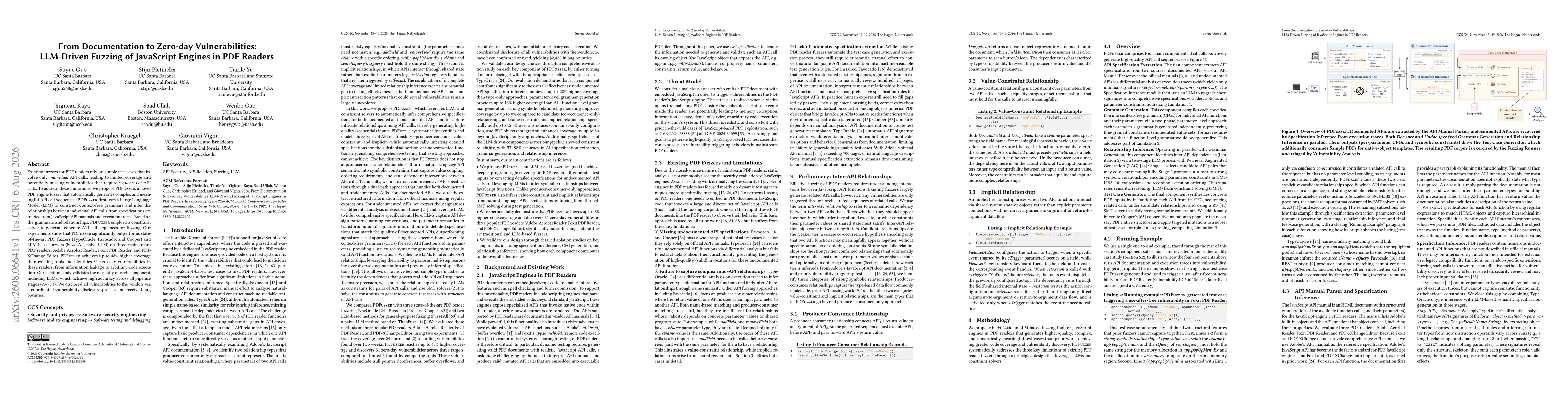 Thumbnail for From Documentation to Zero-day Vulnerabilities: LLM-Driven Fuzzing of JavaScript Engines in PDF Readers