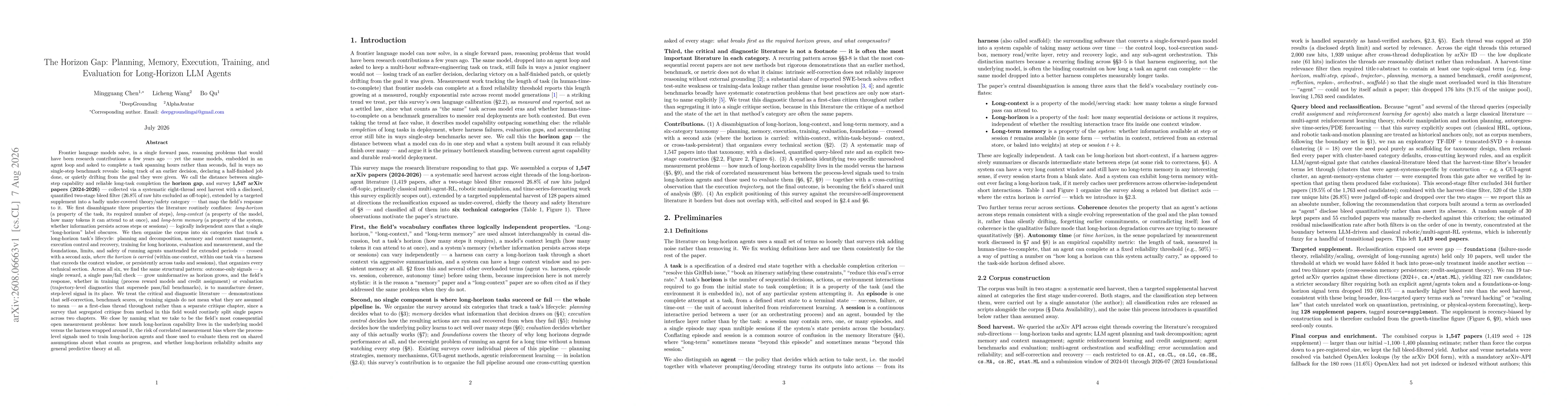Thumbnail for The Horizon Gap: Planning, Memory, Execution, Training, and Evaluation for Long-Horizon LLM Agents