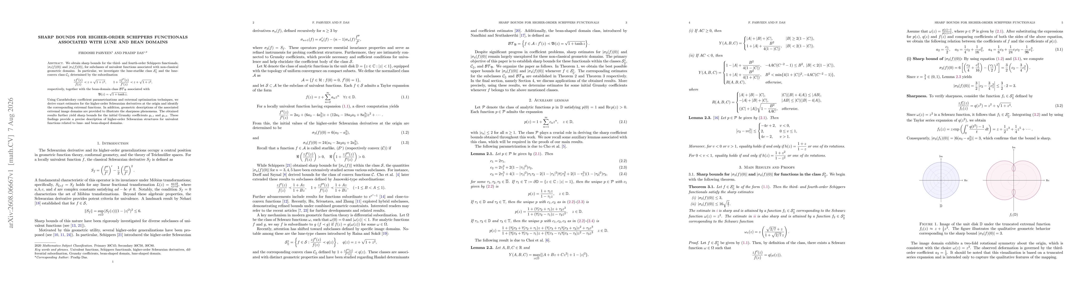 Thumbnail for Sharp Bounds for Higher-Order Schippers Functionals Associated with Lune and Bean Domains