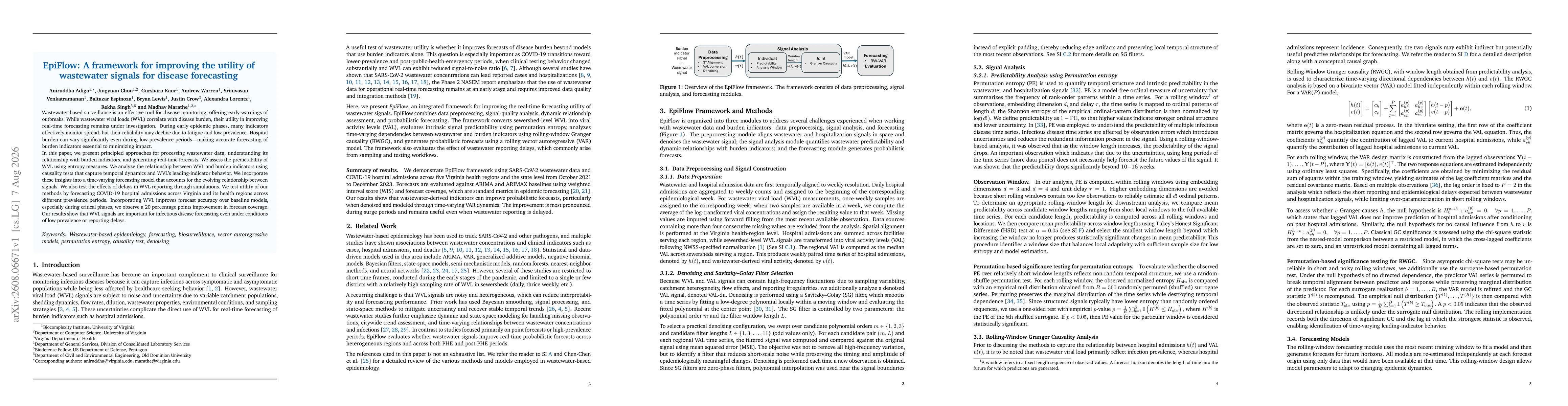 Thumbnail for EpiFlow: A framework for improving the utility of wastewater signals for disease forecasting