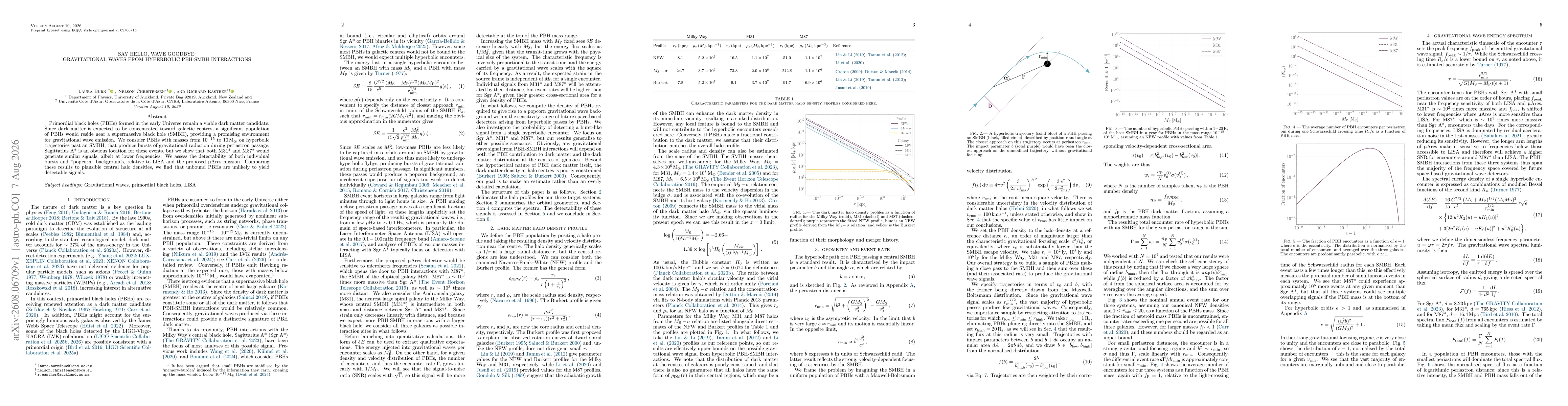Thumbnail for Say Hello, Wave Goodbye: Gravitational Waves from Hyperbolic PBH-SMBH Interactions