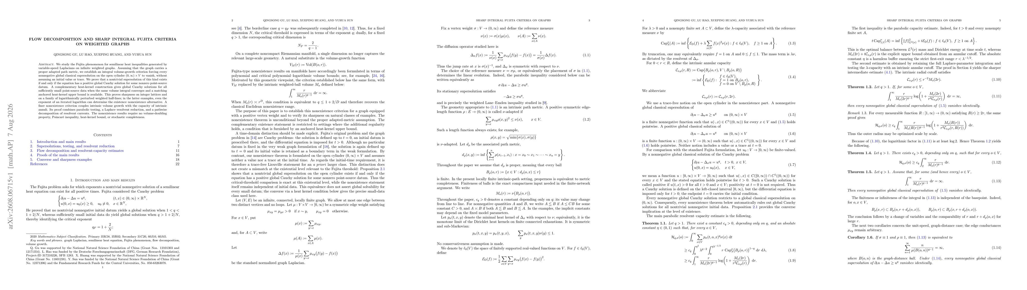 Thumbnail for Flow Decomposition and Sharp Integral Fujita Criteria on Weighted Graphs