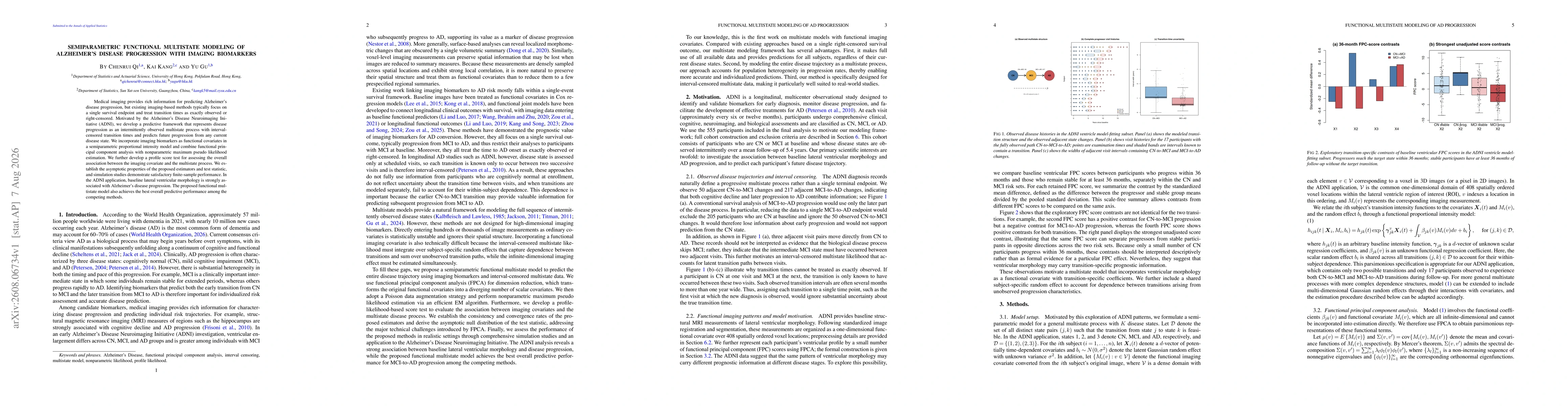 Thumbnail for Semiparametric Functional Multistate Modeling of Alzheimer's Disease Progression with Imaging Biomarkers