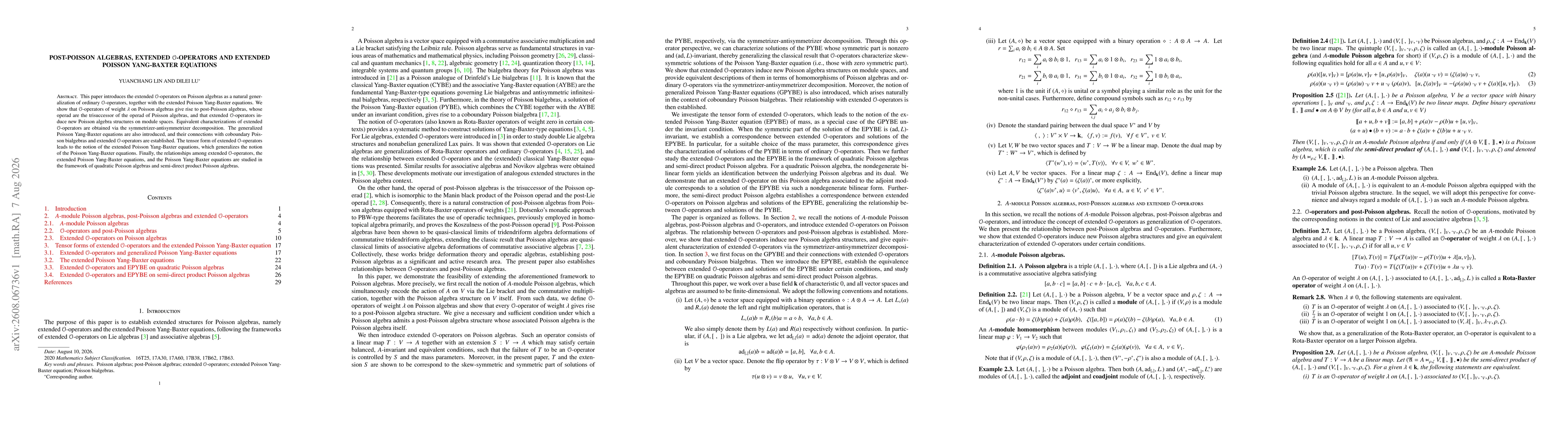 Thumbnail for Post-Poisson algebras, extended $\mathcal{O}$-operators and extended Poisson Yang-Baxter equations