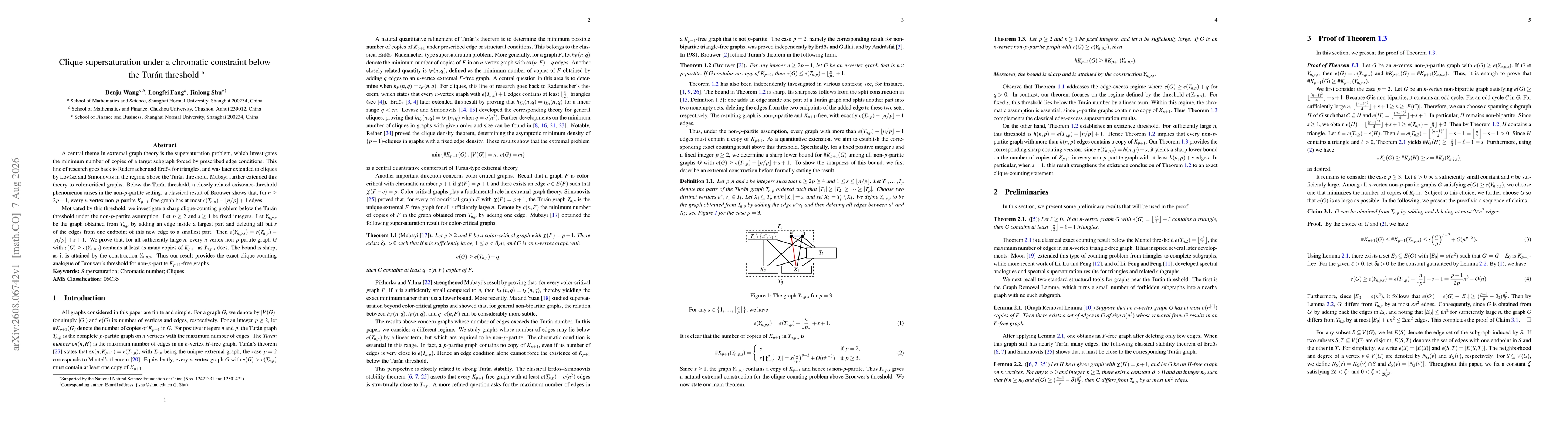 Thumbnail for Clique supersaturation under a chromatic constraint below the Turán threshold