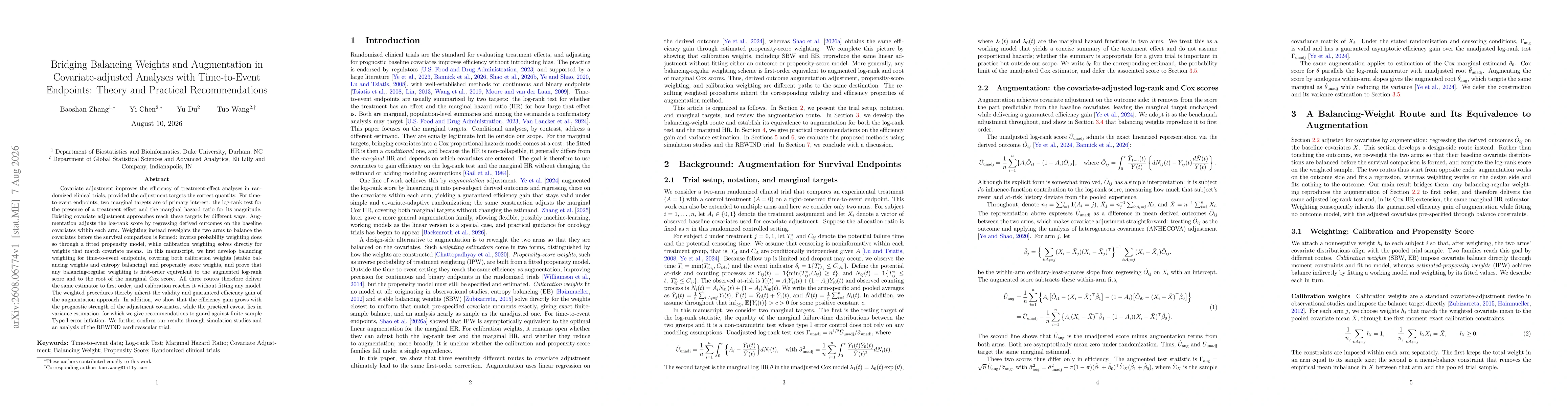 Thumbnail for Bridging Balancing Weights and Augmentation in Covariate-adjusted Analyses with Time-to-Event Endpoints: Theory and Practical Recommendations