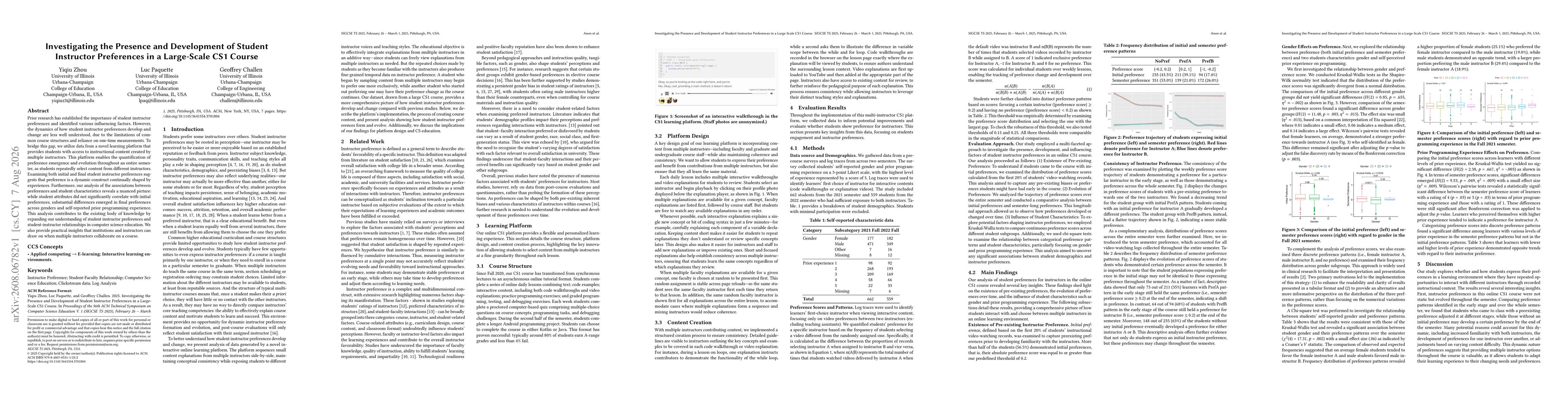 Thumbnail for Investigating the Presence and Development of Student Instructor Preferences in a Large-Scale CS1 Course
