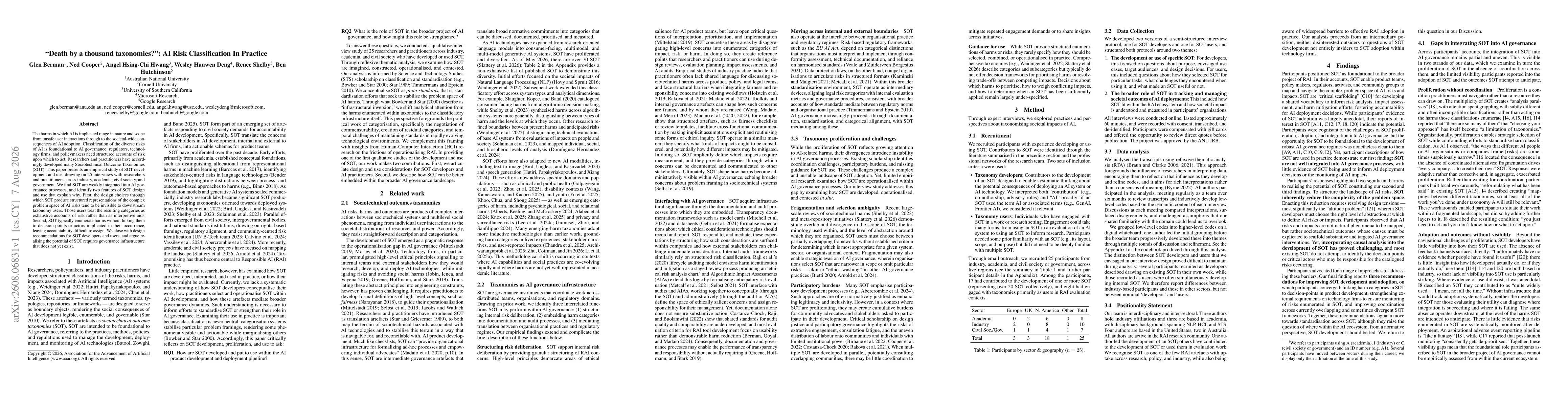 Thumbnail for "Death by a thousand taxonomies?": AI Risk Classification In Practice