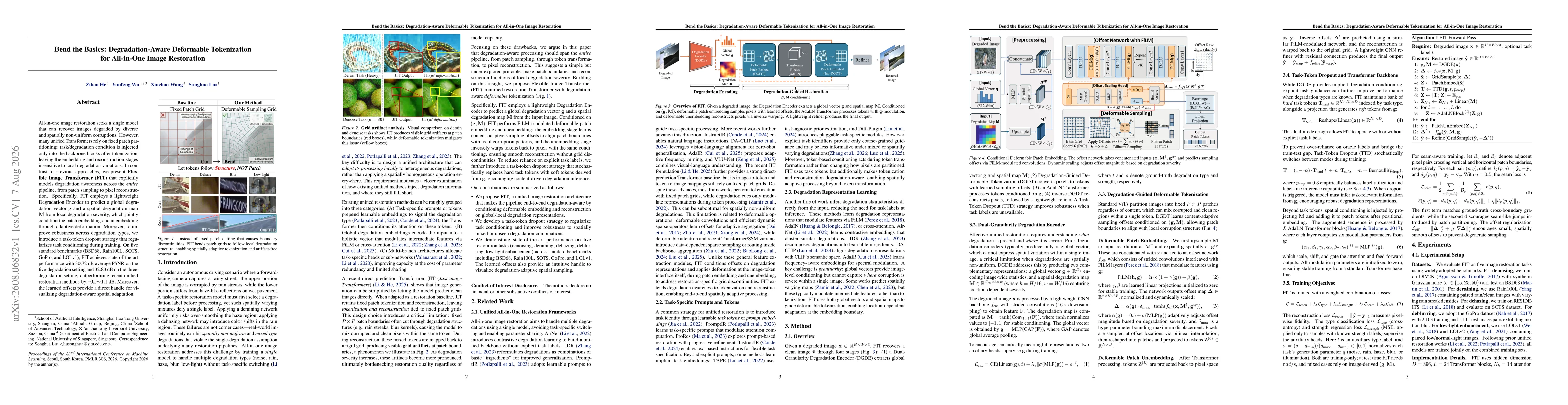 Thumbnail for Bend the Basics: Degradation-Aware Deformable Tokenization for All-in-One Image Restoration