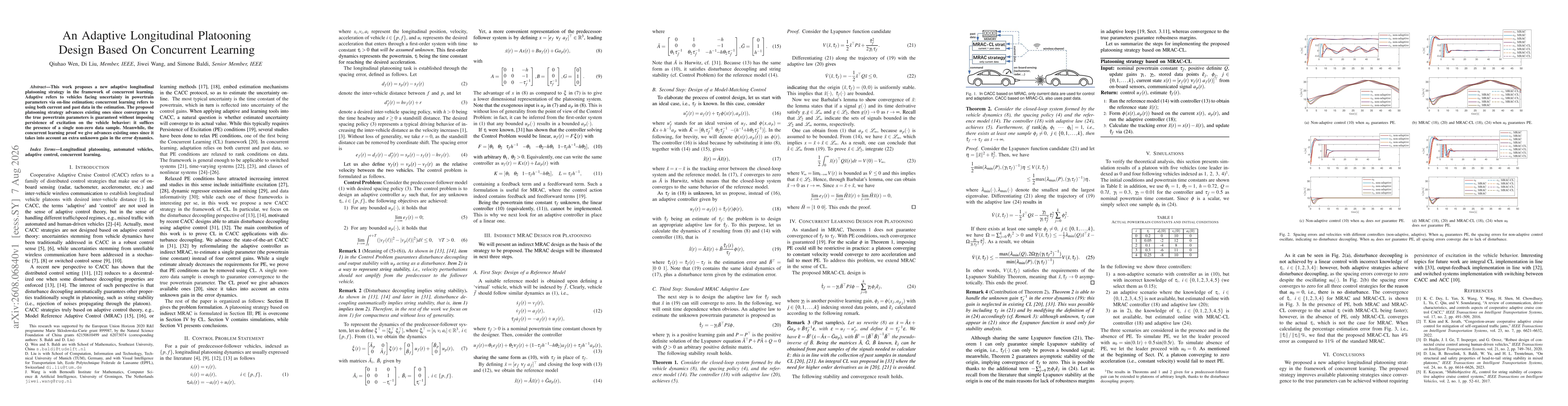 Thumbnail for An Adaptive Longitudinal Platooning Design Based On Concurrent Learning