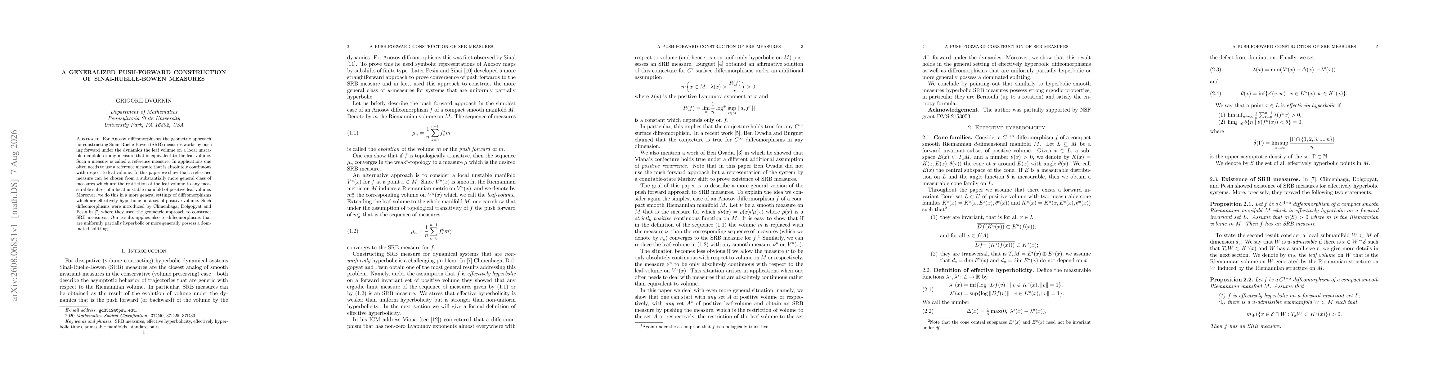 Thumbnail for A generalized push-forward construction of Sinai-Ruelle-Bowen measures