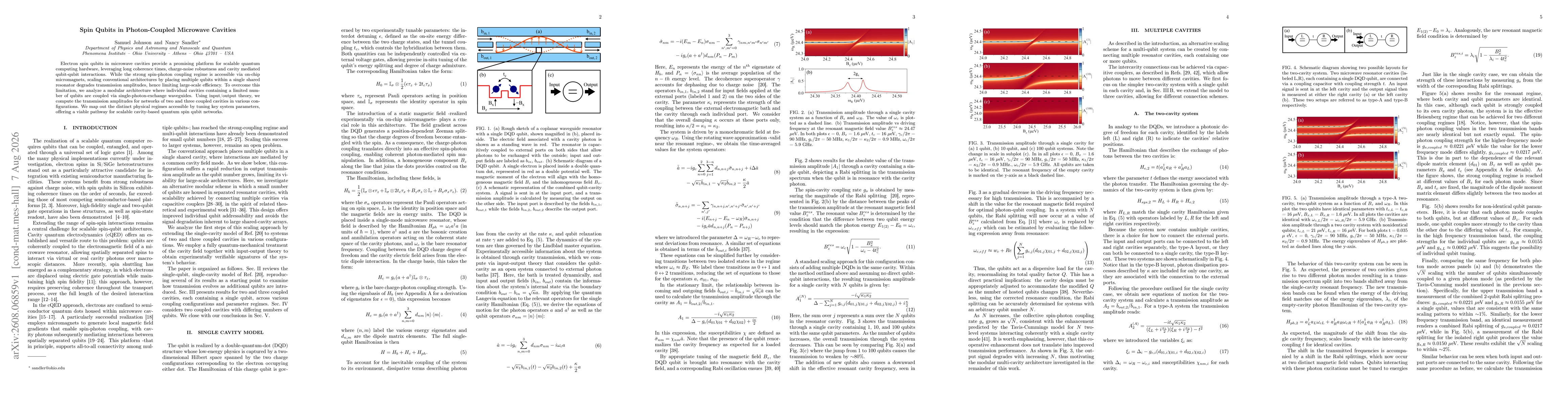 Thumbnail for Spin Qubits in Photon-Coupled Microwave Cavities