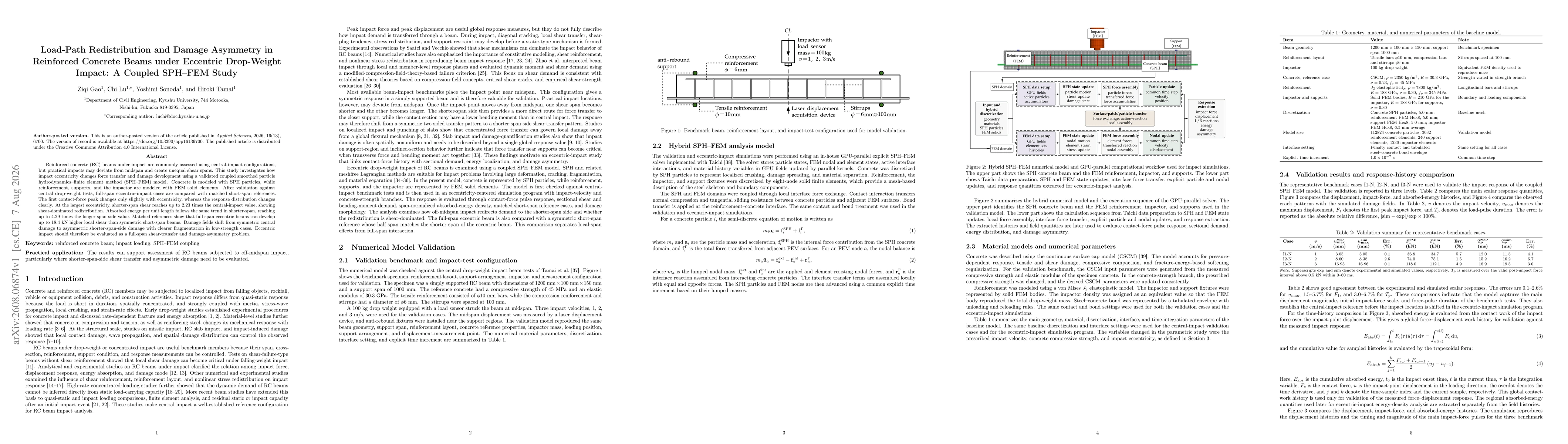Thumbnail for Load-Path Redistribution and Damage Asymmetry in Reinforced Concrete Beams under Eccentric Drop-Weight Impact: A Coupled SPH--FEM Study
