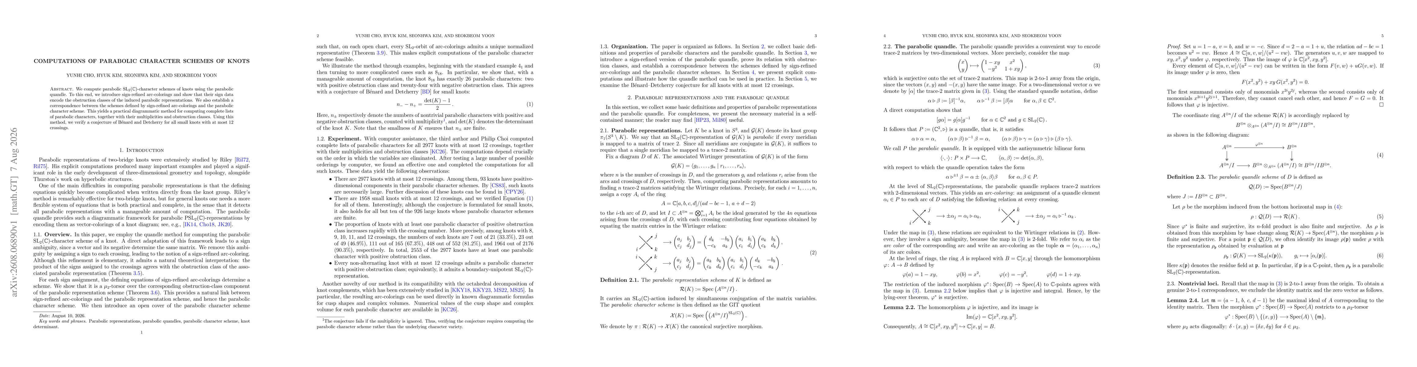 Thumbnail for Computations of parabolic character schemes of knots