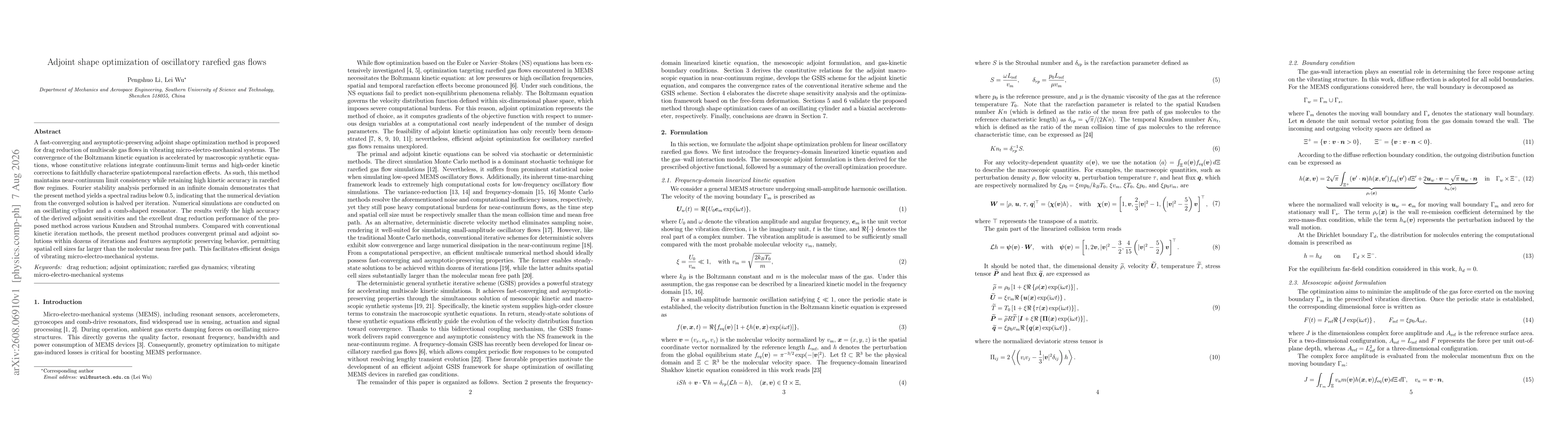 Thumbnail for Adjoint shape optimization of oscillatory rarefied gas flows