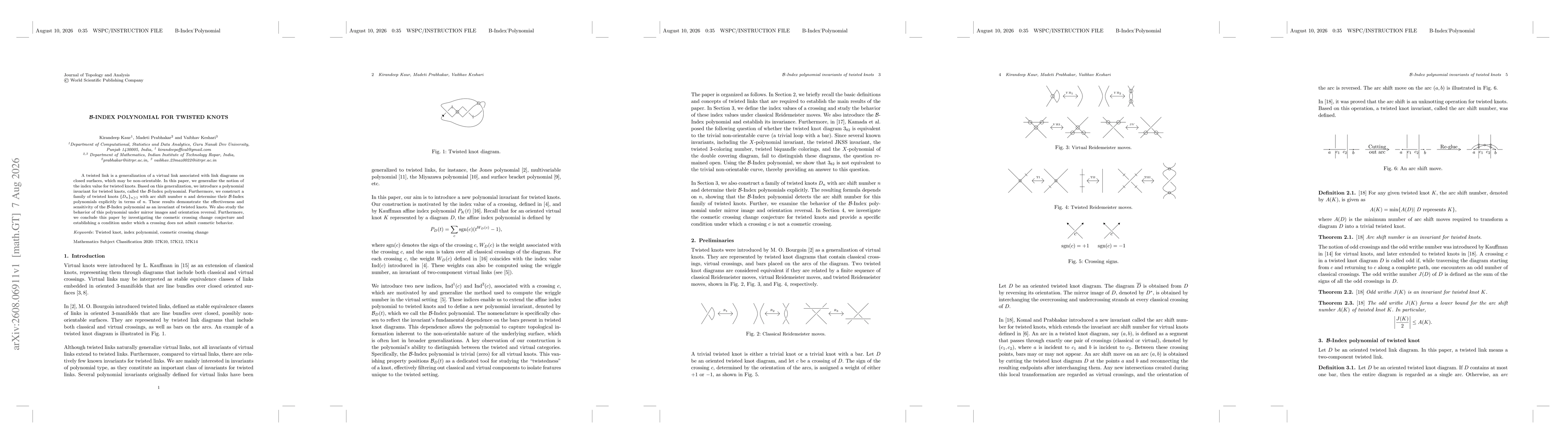 Thumbnail for B-index polynomial for twisted knots