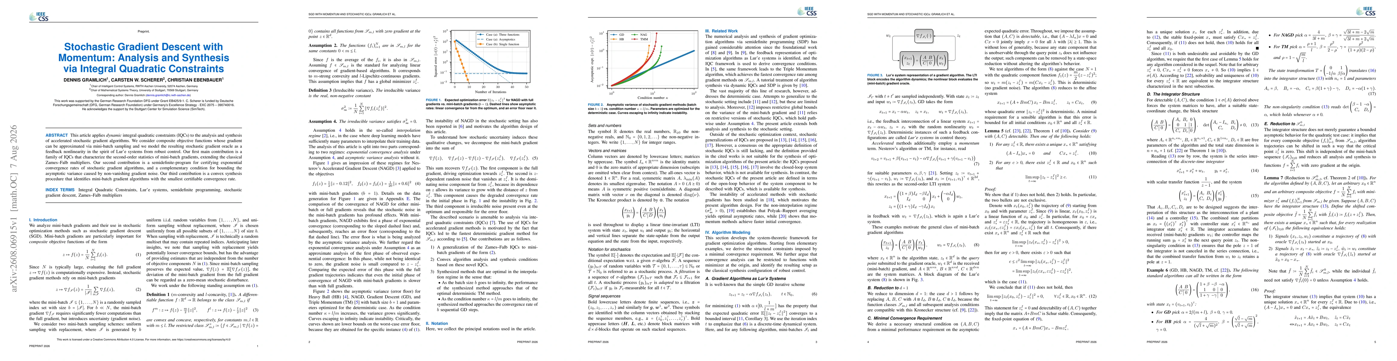 Thumbnail for Stochastic Gradient Descent with Momentum: Analysis and Synthesis via Integral Quadratic Constraints