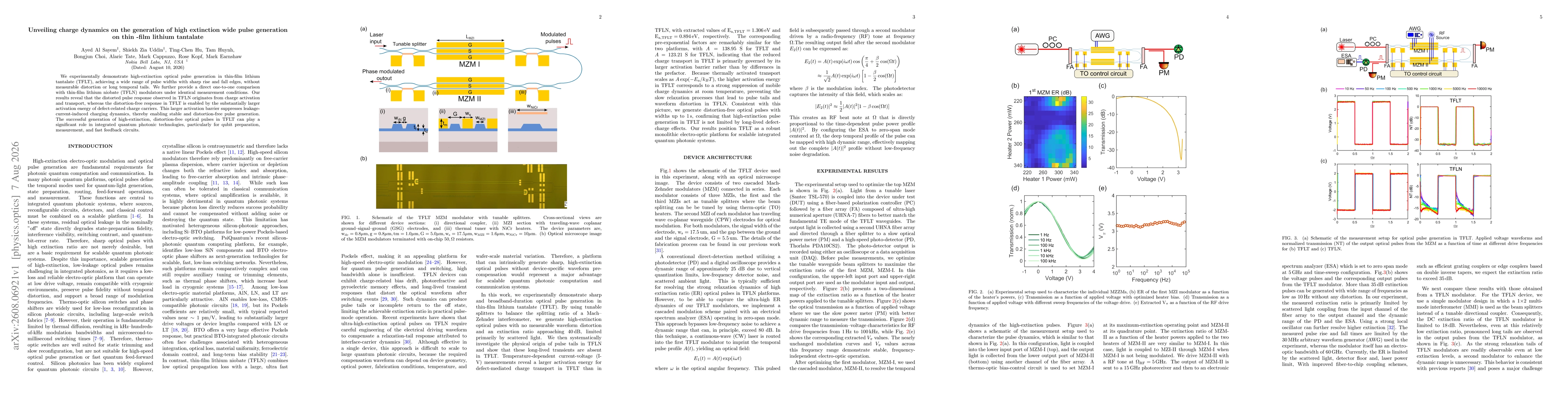 Thumbnail for Unveiling charge dynamics on the generation of high extinction wide pulse generation on thin-film lithium tantalate