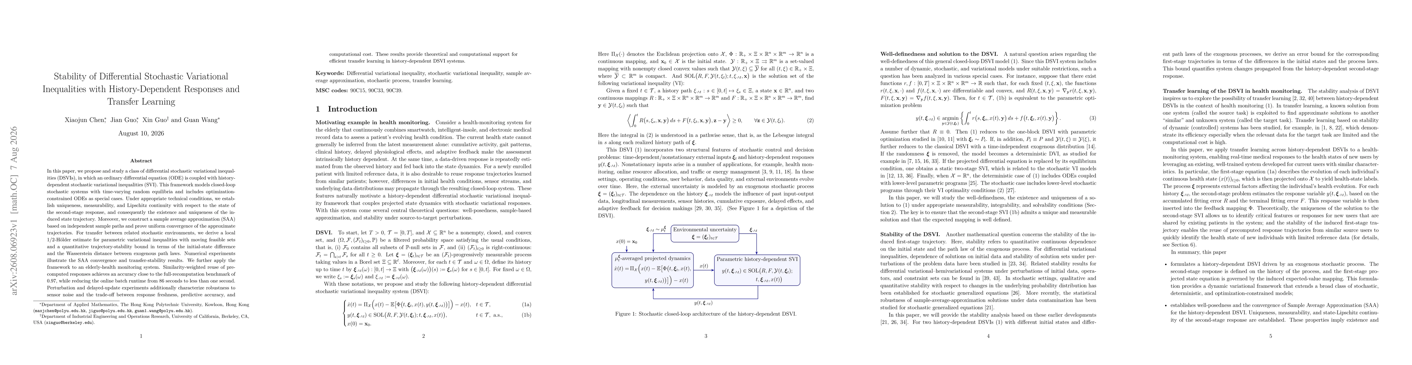 Thumbnail for Stability of Differential Stochastic Variational Inequalities with History-Dependent Responses and Transfer Learning