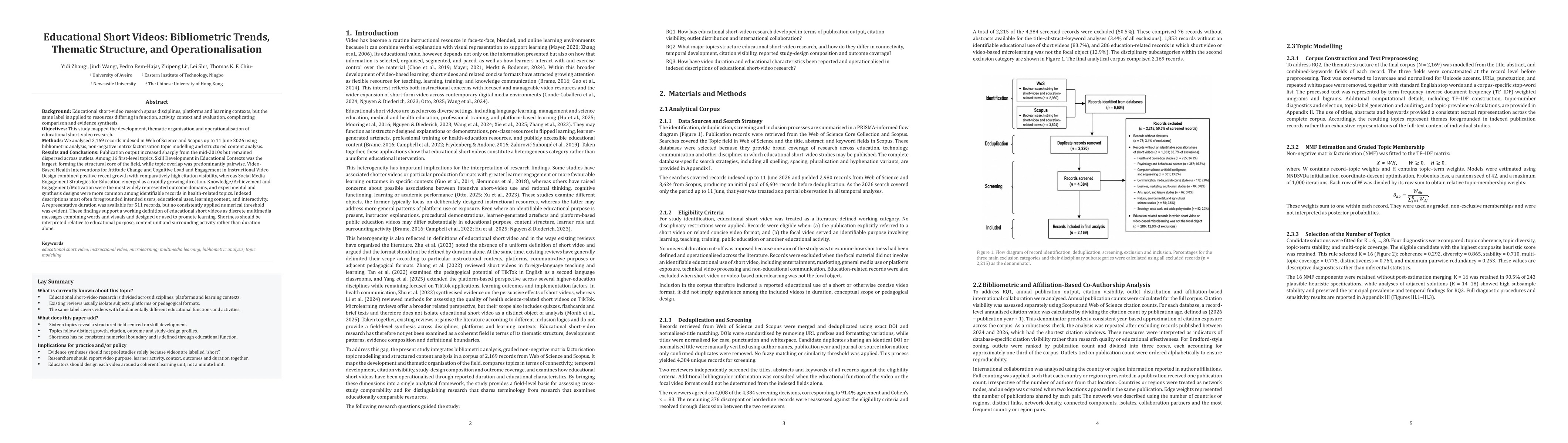 Thumbnail for Educational Short Videos: Bibliometric Trends, Thematic Structure, and Operationalisation