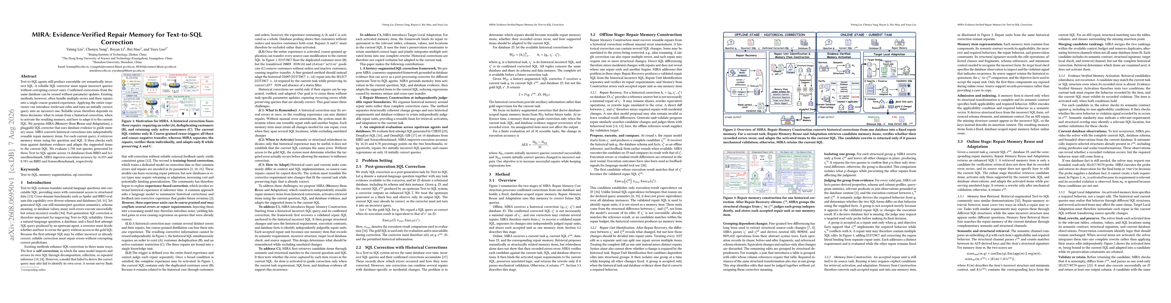 Thumbnail for MIRA: Evidence-Verified Repair Memory for Text-to-SQL Correction