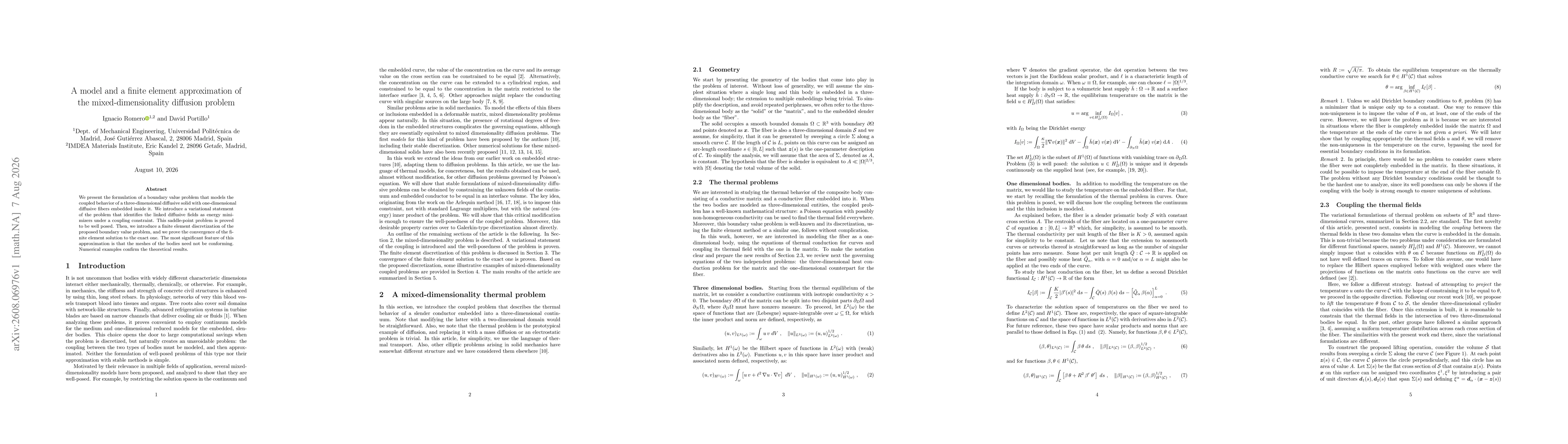 Thumbnail for A model and a finite element approximation of the mixed-dimensionality diffusion problem