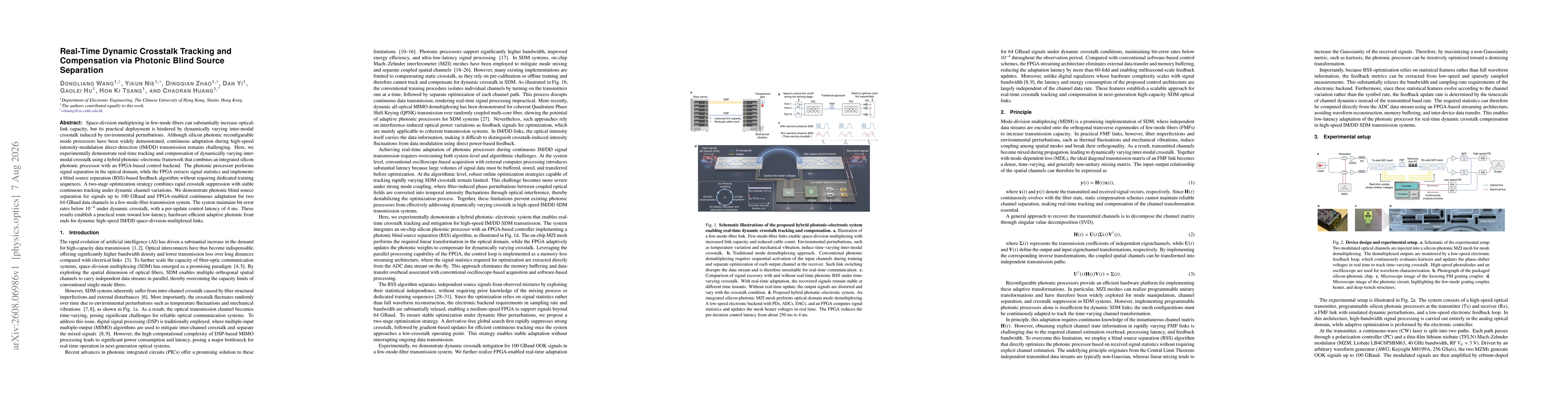 Thumbnail for Real-Time Dynamic Crosstalk Tracking and Compensation via Photonic Blind Source Separation