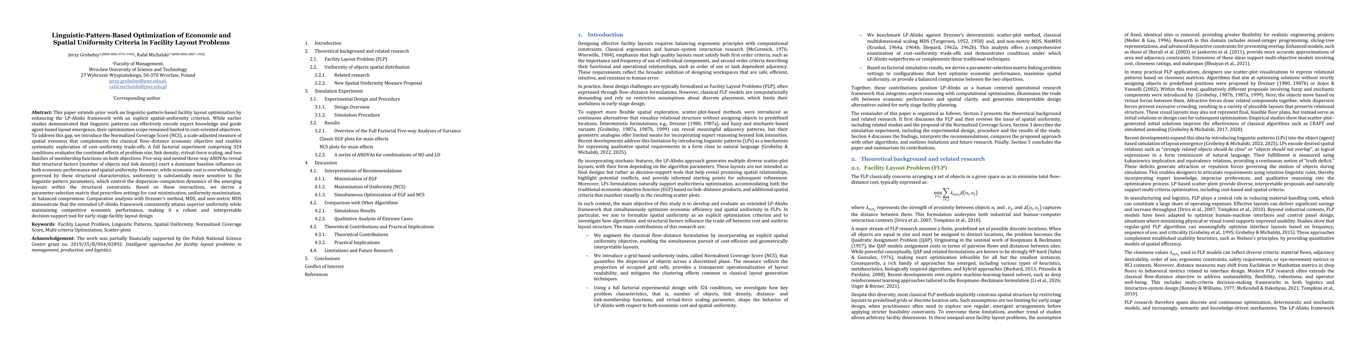 Thumbnail for Linguistic Pattern Based Optimization of Economic and Spatial Uniformity Criteria in Facility Layout Problems