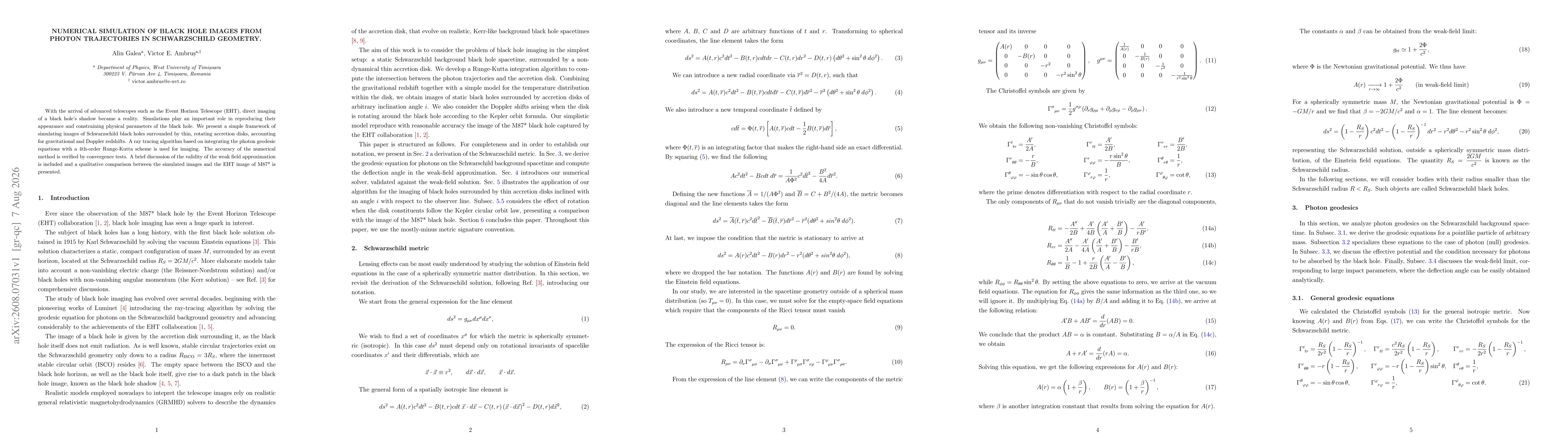 Thumbnail for Numerical Simulation of Black Hole Images from photon trajectories in Schwarzschild Geometry