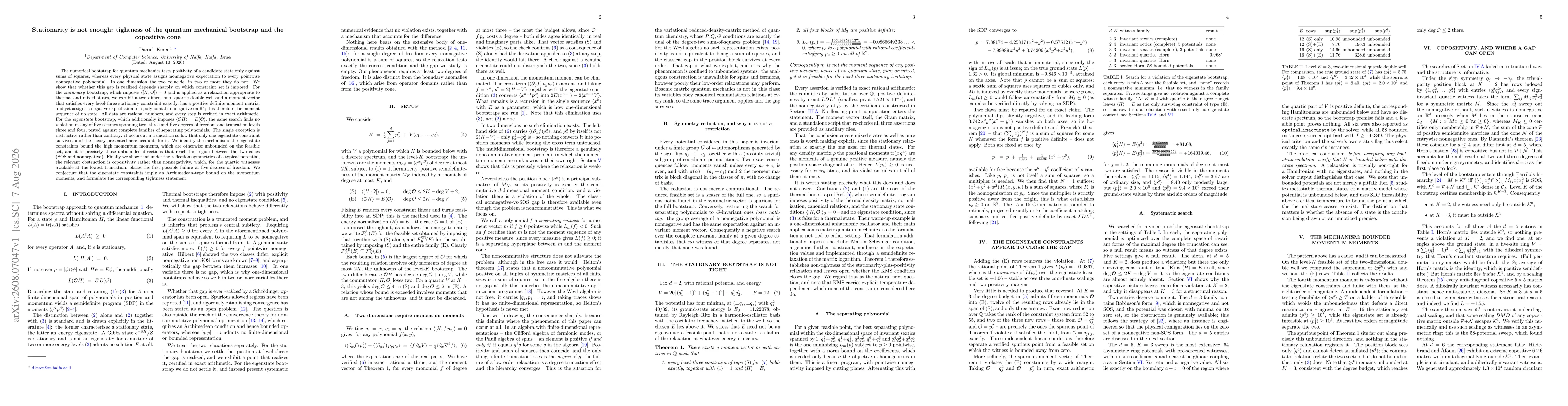 Thumbnail for Stationarity is not enough: tightness of the quantum mechanical bootstrap and the copositive cone