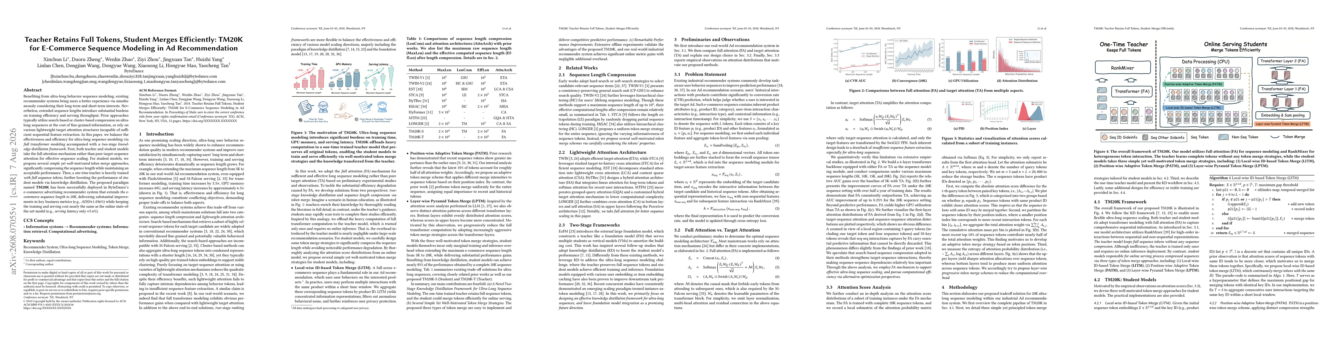 Thumbnail for Teacher Retains Full Tokens, Student Merges Efficiently: TM20K for E-Commerce Sequence Modeling in Ad Recommendation