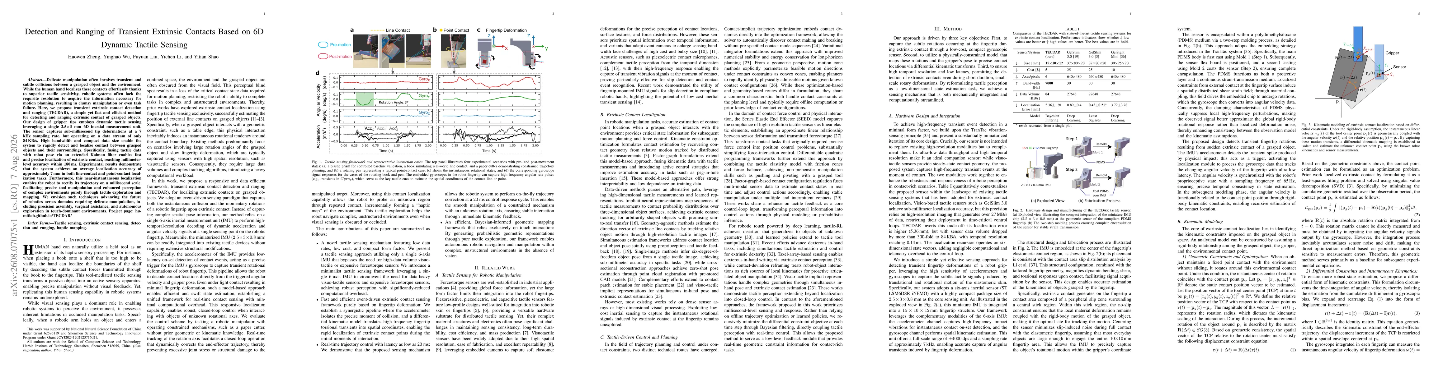 Thumbnail for Detection and Ranging of Transient Extrinsic Contacts Based on 6D Dynamic Tactile Sensing