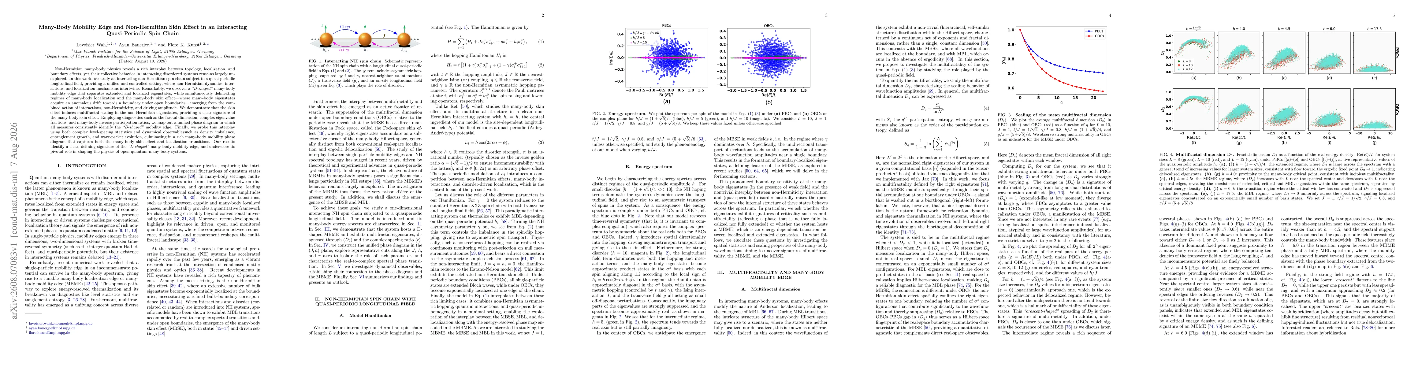 Thumbnail for Many-Body Mobility Edge and Non-Hermitian Skin Effect in an Interacting Quasi-Periodic Spin Chain