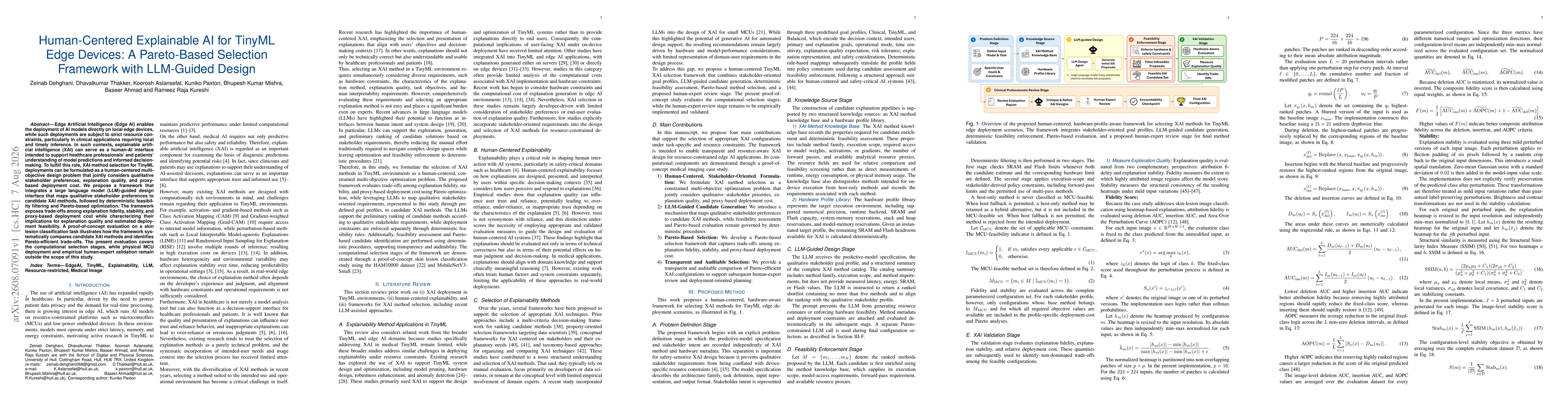 Thumbnail for Human-Centered Explainable AI for TinyML Edge Devices: A Pareto-Based Selection Framework with LLM-Guided Design