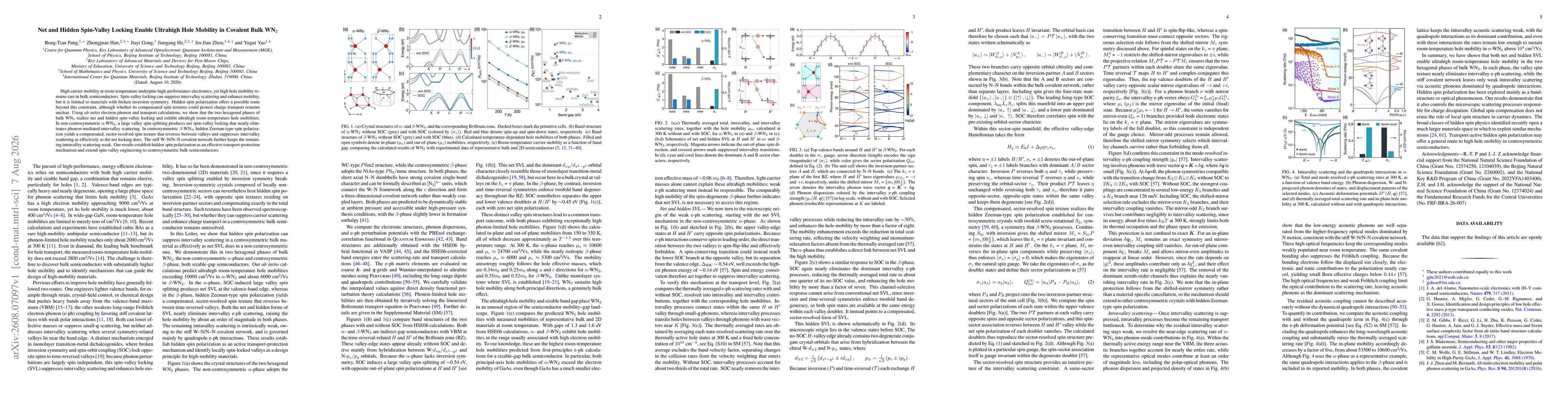 Thumbnail for Net and Hidden Spin-Valley Locking Enable Ultrahigh Hole Mobility in Covalent Bulk WN$_2$