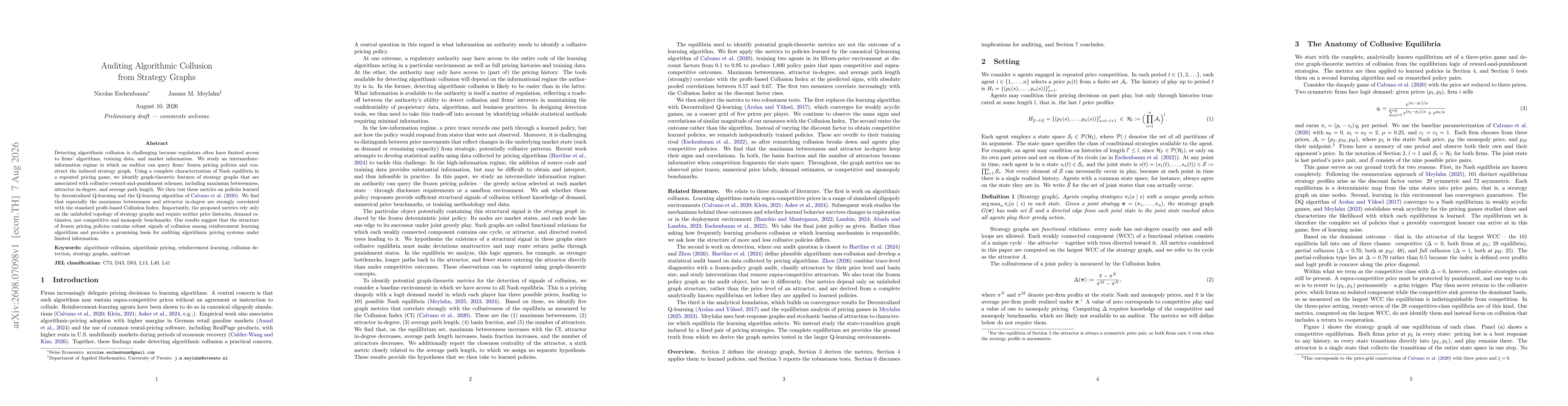 Thumbnail for Auditing Algorithmic Collusion from Strategy Graphs