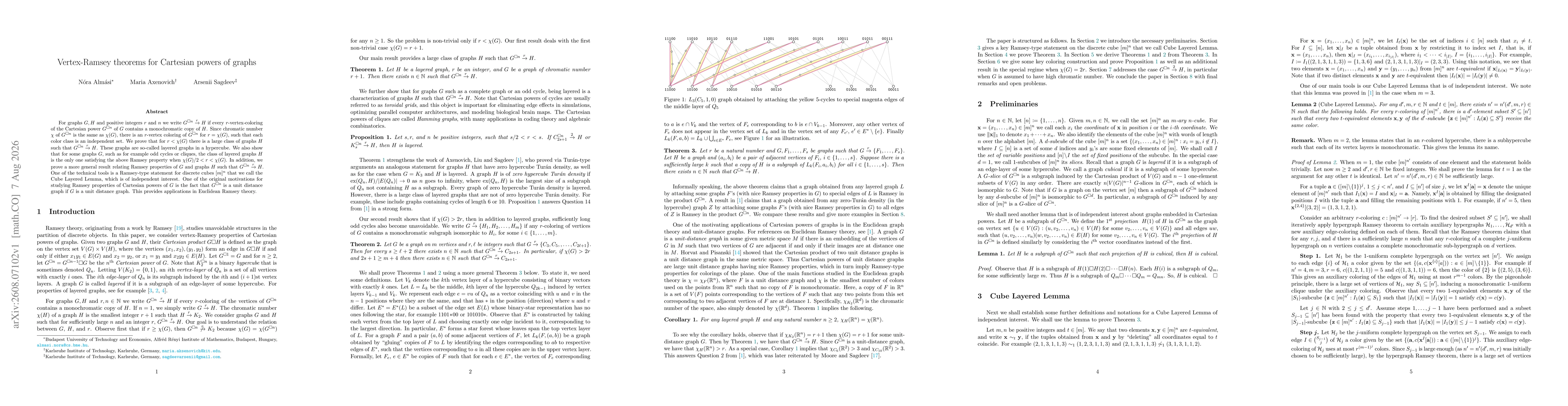 Thumbnail for Vertex-Ramsey theorems for Cartesian powers of graphs