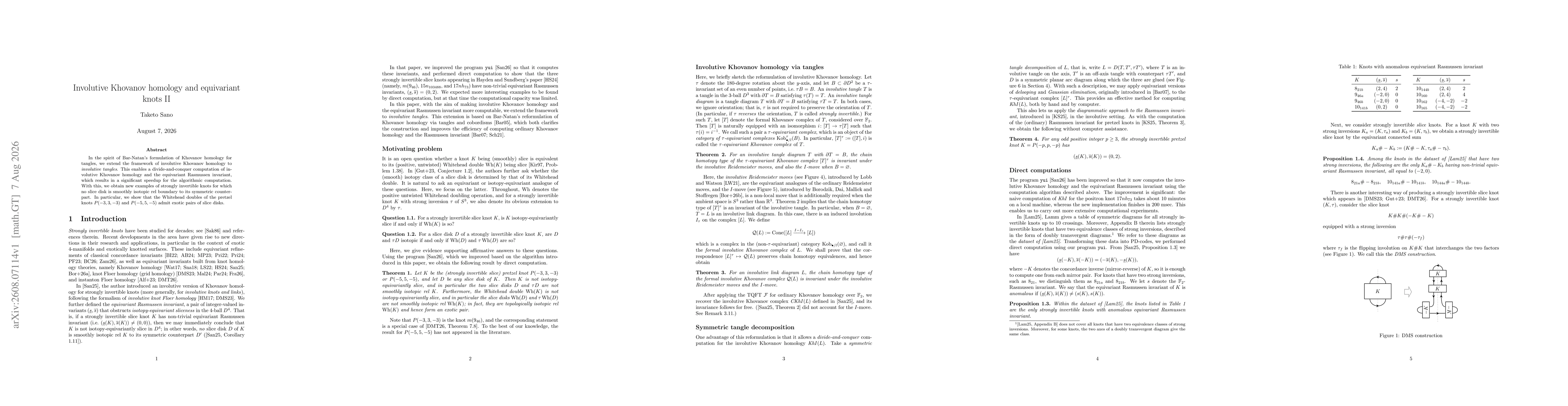 Thumbnail for Involutive Khovanov homology and equivariant knots II
