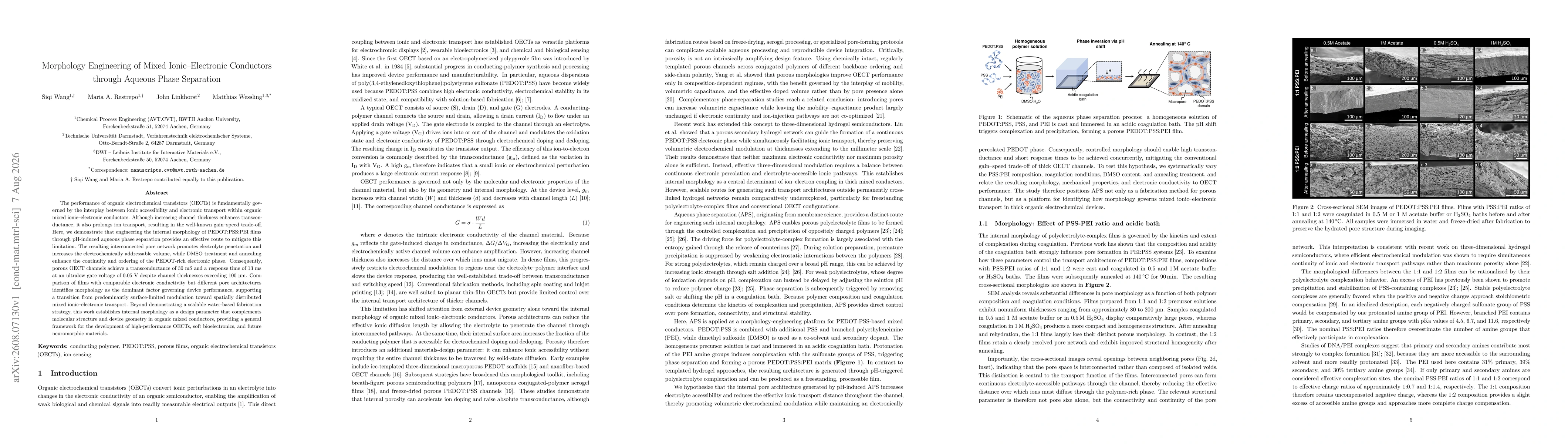 Thumbnail for Morphology Engineering of Mixed Ionic Electronic Conductors through Aqueous Phase Separation
