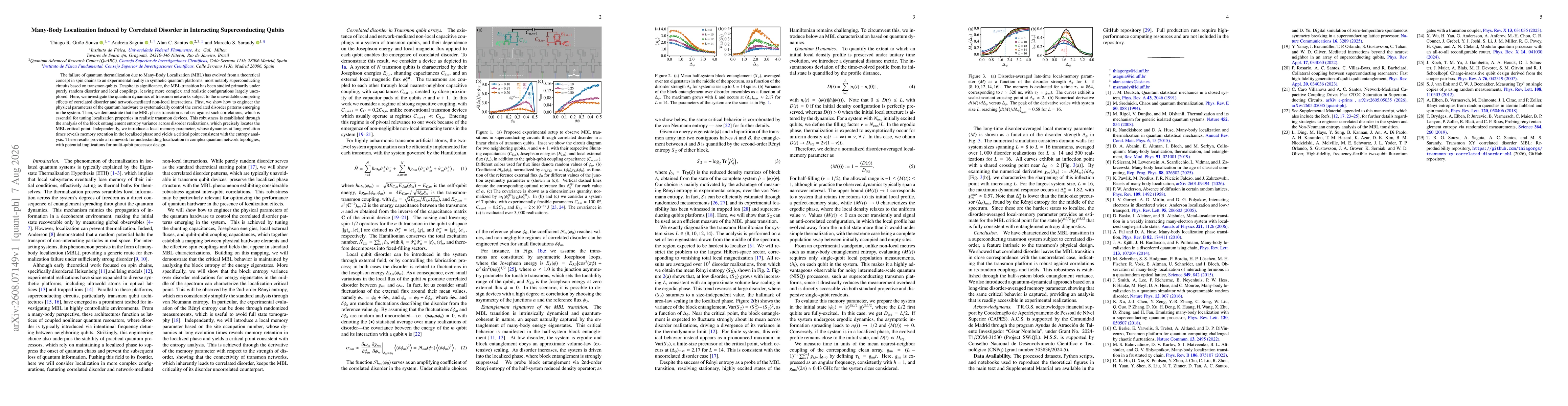 Thumbnail for Many-Body Localization Induced by Correlated Disorder in Interacting Superconducting Qubits
