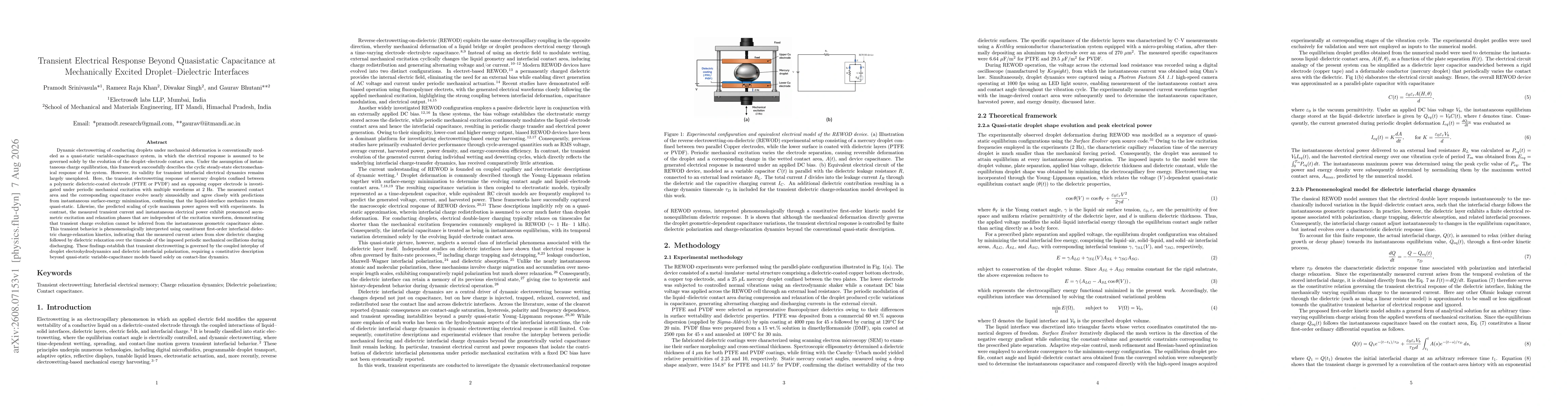 Thumbnail for Transient Electrical Response Beyond Quasistatic Capacitance at Mechanically Excited Droplet--Dielectric Interfaces