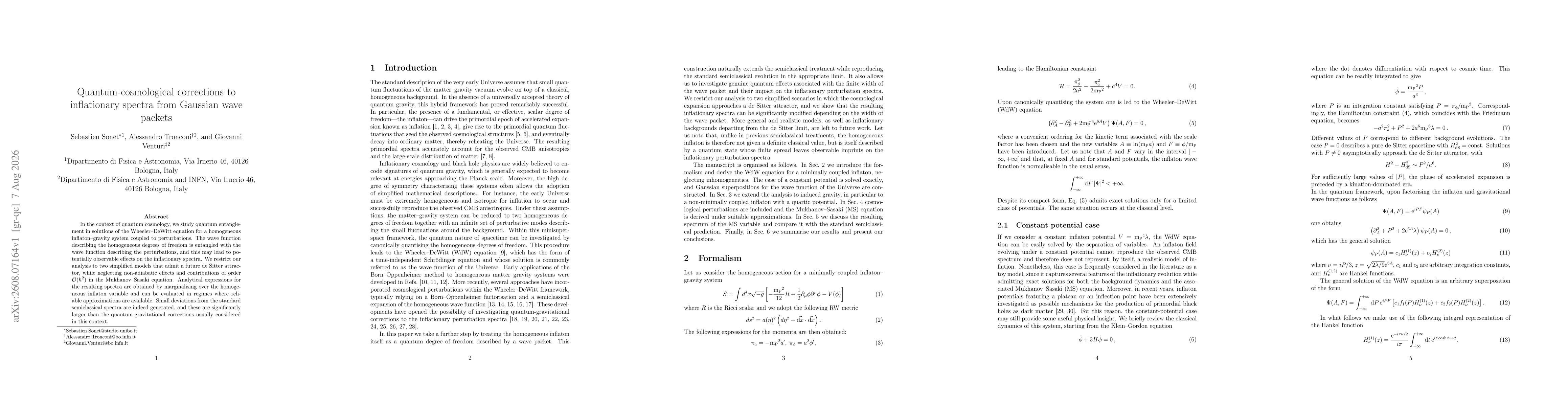 Thumbnail for Quantum-cosmological corrections to inflationary spectra from Gaussian wave packets
