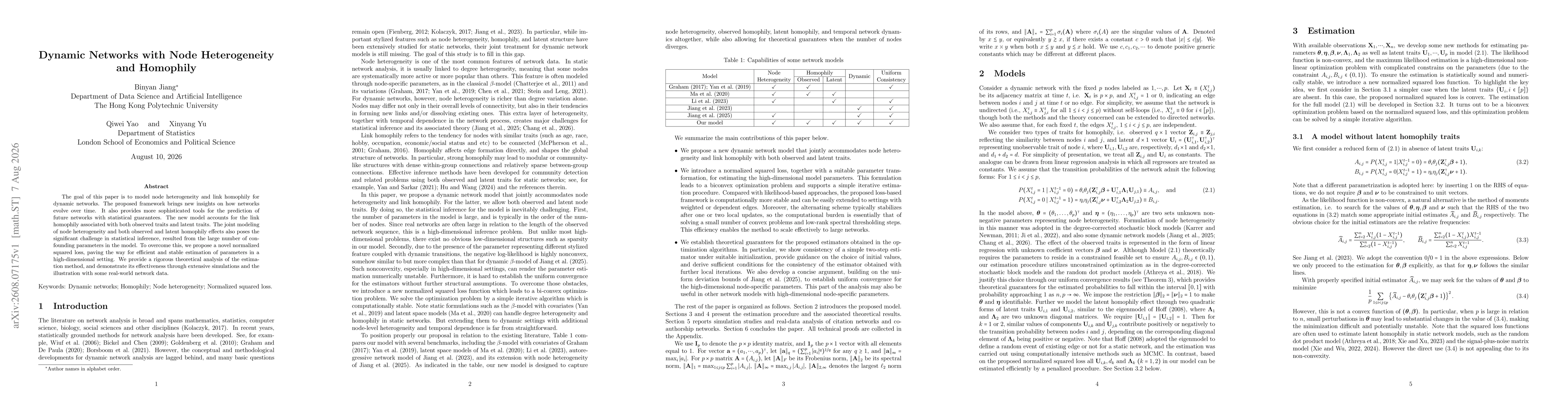 Thumbnail for Dynamic Networks with Node Heterogeneity and Homophily
